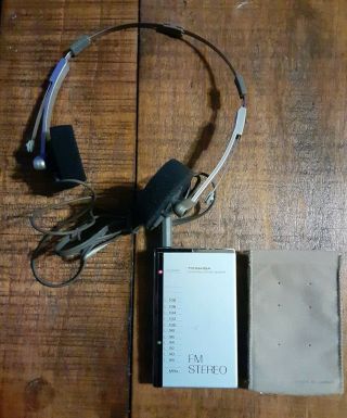 Vintage Toshiba Rp - S5 Fm Radio With Case And Hr Mv - 1 Folding Head Phone
