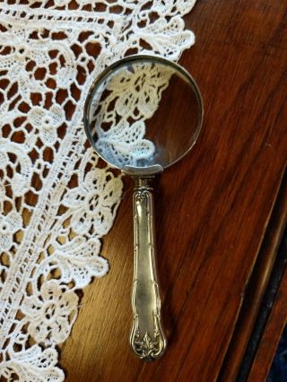 Antique Art Nouveau Sterling Silver Magnifing Glass By British Walker & Hall