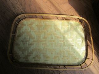Vintage Set Of 9 Bamboo Wicker Serving Tray Breakfast Tv 19 " X 13 " X 2 " Guc