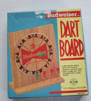 Vtg 1991 Budweiser King Of Beers Dart Board Desk Set Man Cave Game Room Dorm