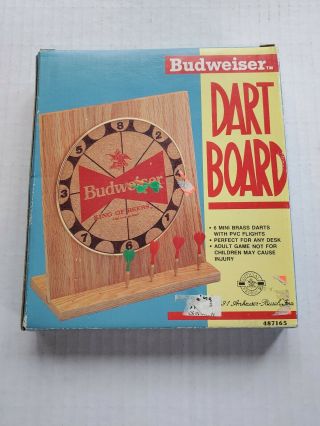 VTG 1991 Budweiser King of Beers Dart Board Desk Set Man Cave Game Room Dorm 2