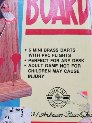 VTG 1991 Budweiser King of Beers Dart Board Desk Set Man Cave Game Room Dorm 3