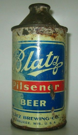 Old Blatz Pilsener Cone Top Beer Can Milwaukee,  Wisconsin Irtp