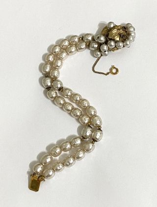 Vintage Gorgeous Art Deco Pearl Miriam Haskell Leaves Glass Bracelet