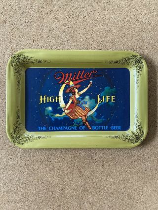 Vintage Miller High Life Girl On The Moon Beer Tip Tray