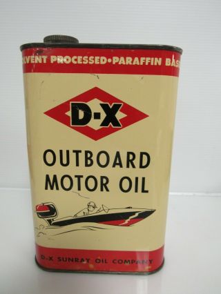 Vintage D - X Outboard Motor Oil 1 Quart Can Sb001