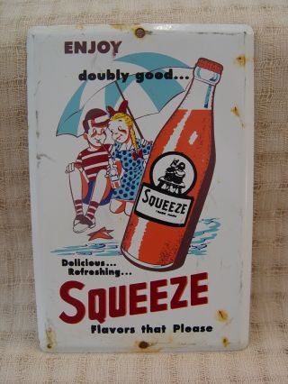 Vintage Squeeze Soda Doubly Good Painted Metal Door Push Plate Sign