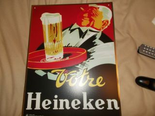 Vintage Heineken Beer Ad Bar Sign Liquor Pub Bier Glass Advertisement 20x15