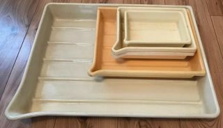 5 X Vintage Plastic Photographic Developing Trays,  Largest 21 X 17 Inch Huge