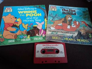 Vintage Disney Fox And The Hound And Winnie The Pooh Read Along Books With.