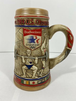 Vintage Budweiser Beer Stein Mug 1984 Los Angeles Olympics Anheuser - Busch Vg