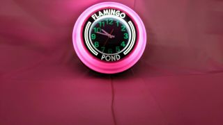 Vintage " Flamingo Pond " Lighted Wall Clock - Art Deco In