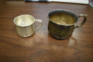 Vintage Sterling Silver Baby Cup And Another Small Cup Both Have Dents 78g