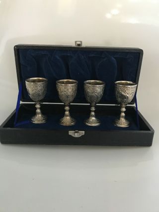 Vintage C&co Cordell Silver Plated Mini Goblets Chalice 4 Piece Set