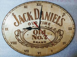 Jack Daniels Wall Clock Engraved On Wood Man Cave Gift Item