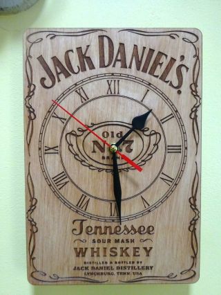 Jack Daniels Bottle Wall Clock Engraved On Wood A4 Size Man Cave Gift Item