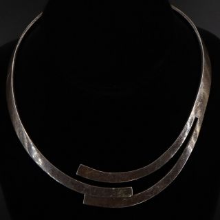 Vtg Sterling Silver - Mexico Taxco Modern 14.  5 " Collar Choker Necklace - 90.  5g