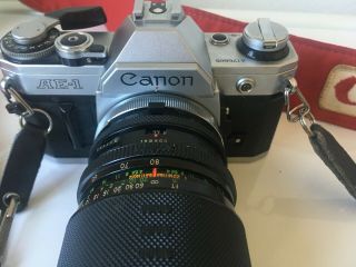 Canon Ae - 1 35mm Film Camera With Sigma Lens And Vintage Strap