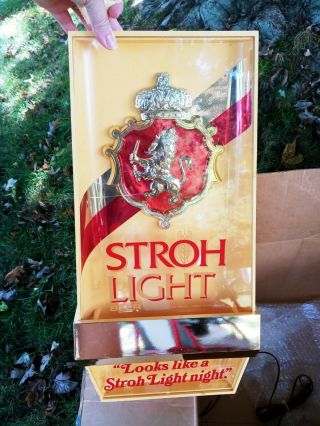 Vintage Stroh Light Beer Sign Light,  Vintage Beer Signs,  Light Up Beer Signs