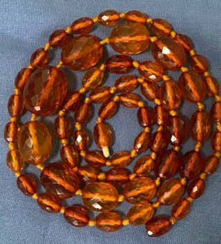 Most Vintage Faceted Honey Amber Bead Graduated Necklace