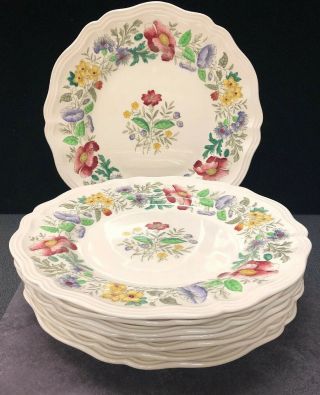 Set Of 8 Vintage Royal Doulton Stratford Floral Decorated 10 - 1/2 " Plates (z45)
