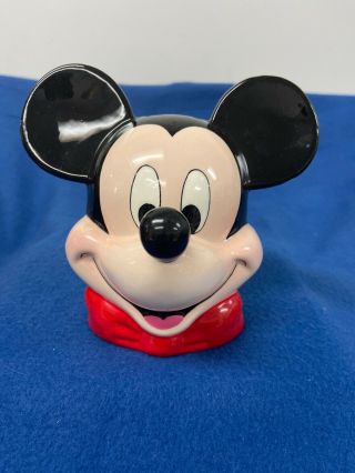 Vintage - Disney Hand Painted Mickey Mouse Head Ceramic Coin Pottery Piggy Bank