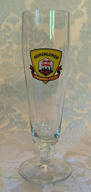 Hohenloher Lowenbrau Cappel Footed Beer Pilsner Glass 7 3/4 Inches 0.  2 Liter