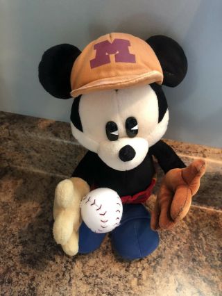 Vintage Gund Mickey Mouse With Baseball And Glove
