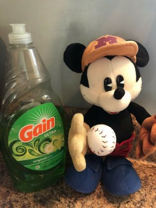 Vintage Gund Mickey Mouse With Baseball And Glove 2