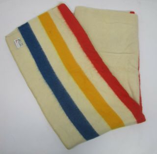 Vtg Orrlaskan Wool Orr Felt Blanket 3 Stripe Hudson Bay Red Yellow Blue 72 