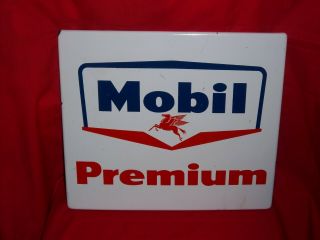 Vintage Mobil Oil Pegasus Premium Porcelain Pump Plate Sign -