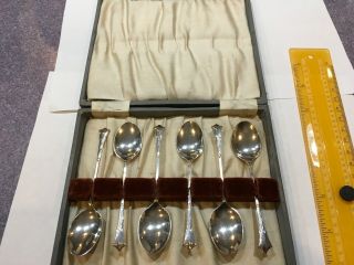 Vintage Sterling Silver Demitasse Spoon Set 6 Spoons Hallmarked,  Poss England.