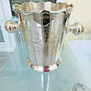 Vintage Chased Silver Plate Ice Bucket Champagne Wine Cooler Coaster