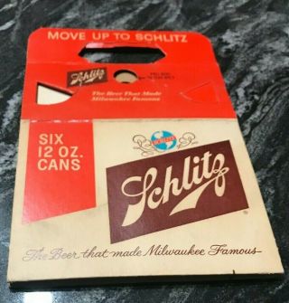 Vintage Schlitz Beer 6 Pack 12 Oz Can Holder Jos Schlitz Brewing Milwaukee Wi