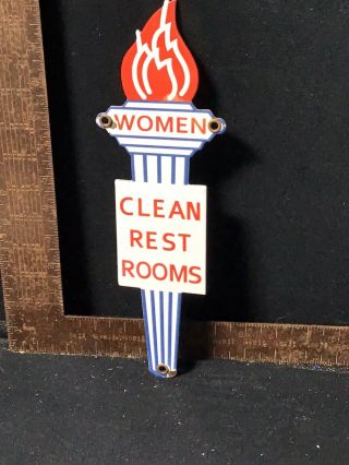 Vintage Porcelain Womens Restroom Gas And Oil Sign