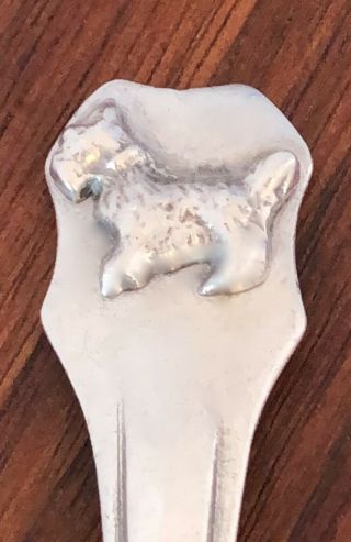 Mexican Sterling Silver Baby Spoon With Scottie Terrier Dog Maker F.  A Eagle 1