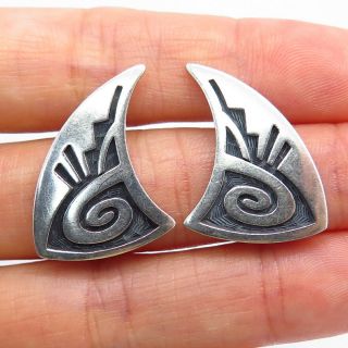 Arthur Allen Lomayestewa Vintage Old Pawn Hopi Sterling Silver Tribal Earrings 2