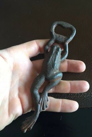 Cast Iron Pabst Beer Bottle Opener Solid Metal Patina Finish Seal Frog Man Wow