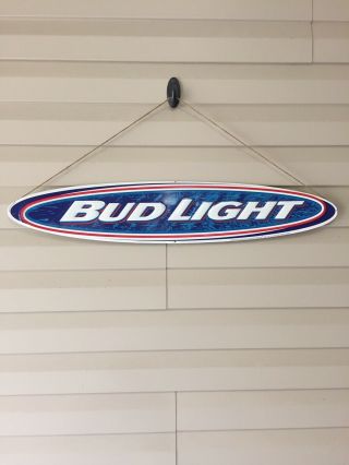 Vintage Bud Light Oval Tin Sign,  35” W X 7”h