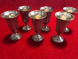 Set Of 6 Sterling Silver Cordial Cups