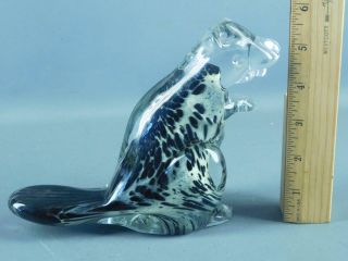 Vintage Sweden Art Glass Animal " Beaver " Artist Signed