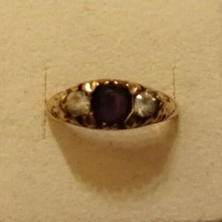 Vintage 9ct Gold Ring With Garnet And White Paste Stones Size O/p 3.  7 Gms
