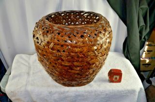 Large Antique Native American Choctaw River Cane Handwoven Basket 16.  5 