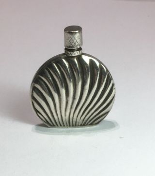 Vintage Sterling Silver Clam Shell Design Perfume Scent Bottle Size 1.  50” M135