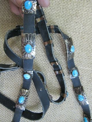 Vintage Navajo Sterling Silver And Turquoise Concho Belt Signed Dm (begay)