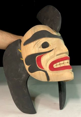 Vtg Native American Northwest Coast Indians Killer Whale Articulated Mask Signed