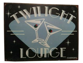 Twilight Lounge Vintage Retro Tin Metal Sign 16 " X 12.  5 " Cocktails