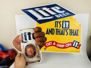 Vintage Miller Lite Bottle Metal Sign " Its It And Thats That,  Ask For It "