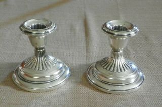 Pair Gorham Hand Chased Sterling Silver Candle Holders 3 3/4 " Bold &