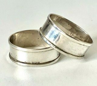 Vintage 1978 Solid Sterling Silver Art Deco Style Napkin Rings - 26g